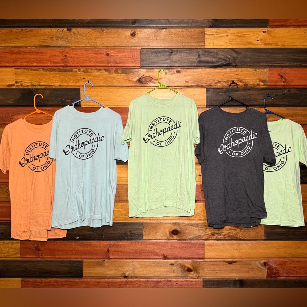 OIO (Orthopaedic Institute of Ohio, Lima, OH) screen-printed logo t-shirts